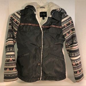 JESSICA SIMPSON Youth Full Snap Faux Sherpa Hooded Vest Jacket Girl's Size: 10